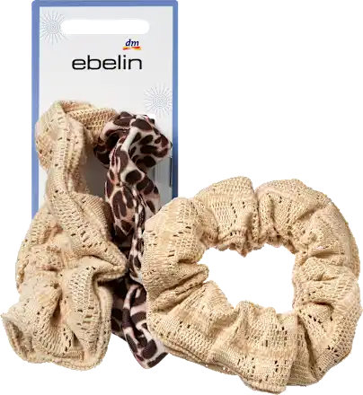 Scrunchies beige/leo pattern, 2 pcs