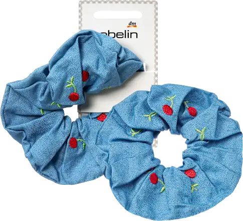 Scrunchie with cherries, denim, 1 pc.