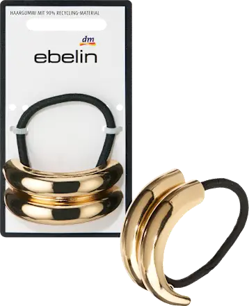Hair tie with metal appliqué, black/gold look, 1 pc.