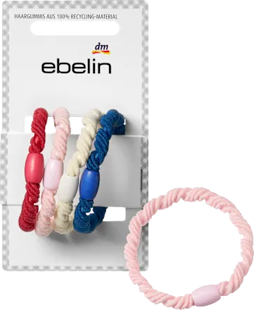 Twisted hair ties, red/pink/white/blue, 4 pcs