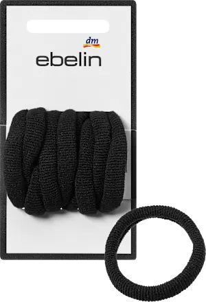 Ribbed hair ties, black, 9 pieces
