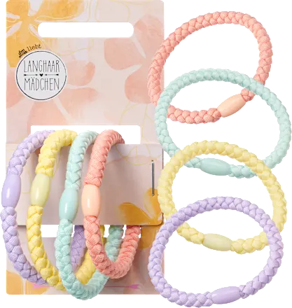 Braided hair ties, colorful, 4 pieces