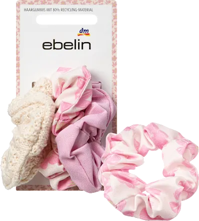 Cream/pink scrunchies, 3 pieces