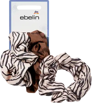 Scrunchies brown/zebra pattern, 2 pcs