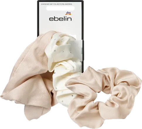 Glitter scrunchies, cream/beige, 2 pieces