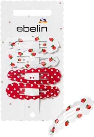 Wavy hair clips, strawberry design, 4 pieces