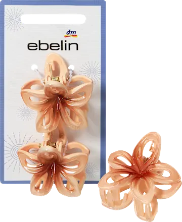 Hair clips with flowers, apricot, 2 pieces