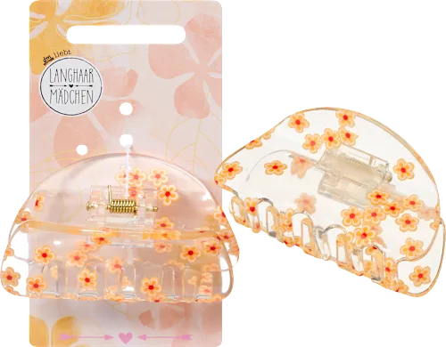Hair clip with flowers, transparent, 1 pc.