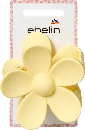 Hair clip with flower, yellow, 1 pc.