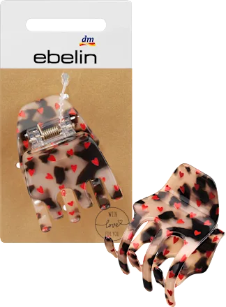 Hair clip with heart print, 1 pc.