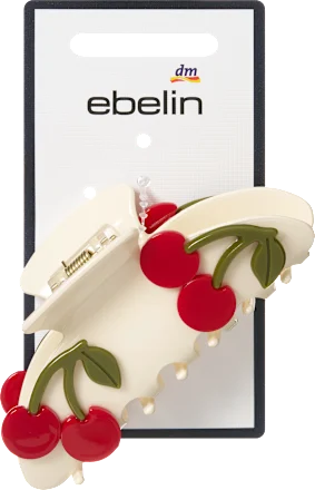 Hair clip with cherry appliqués, cream, 1 pc.