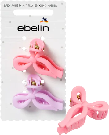 Hair clips with bow, purple, pink, 2 pieces