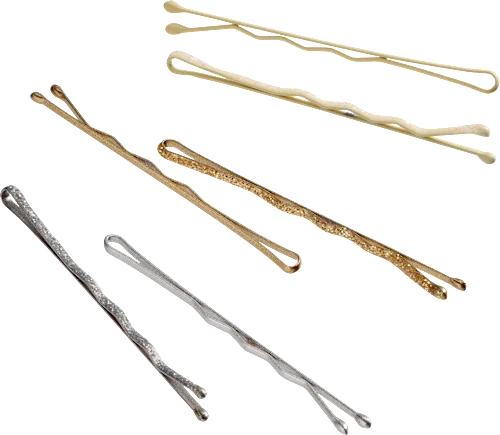 Long hair clips with glitter, silver/rose gold & gold look, 24 pieces