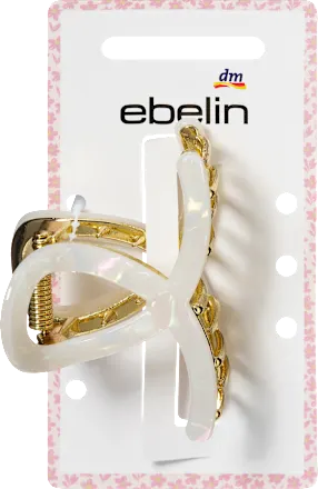 Hair clip, loop shape, white/gold look, 1 pc.