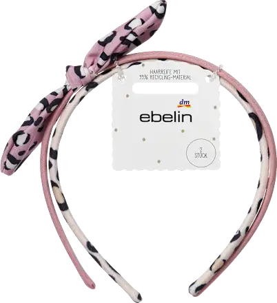 Headband with bow, leopard print, pink, 2 pieces
