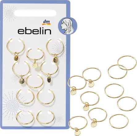 Hair piercings, gold look, 10 pcs