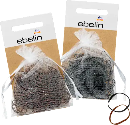 Mini hair ties in organza bags, black/brown, 250 pieces