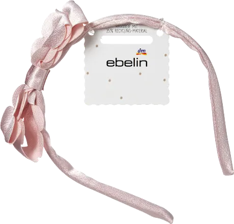 Satin-look headband with bow, pink, 1 pc.