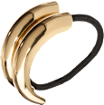 Hair tie with metal appliqué, black/gold look, 1 pc. - Image 3