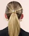 Hair tie with metal appliqué, black/gold look, 1 pc. - Image 4