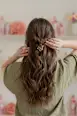 Hair clips with flowers, gold and silver look, 2 pieces - Image 4