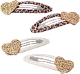 Heart-shaped hair clips, leopard print, 4 pieces - Image 3