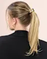 Hair tie with metal appliqué, black/gold look, 1 pc. - Image 5