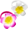 Hair ties with frangipani flowers, pink/white, 2 pieces - Image 2