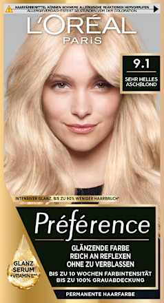 Hair color 9.1 Very Light Ash Blonde, 1 pc.