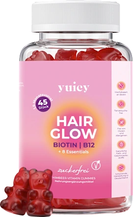Hair Vitamins Hair Glow Biotin I B12 + 8 Essentials Gummies (45 pieces), 121 g Dietary supplement